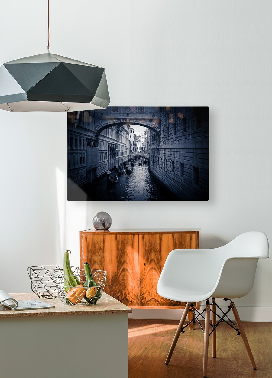 Pont de Venise  Impression métal HD avec cadre flottant sur le dos