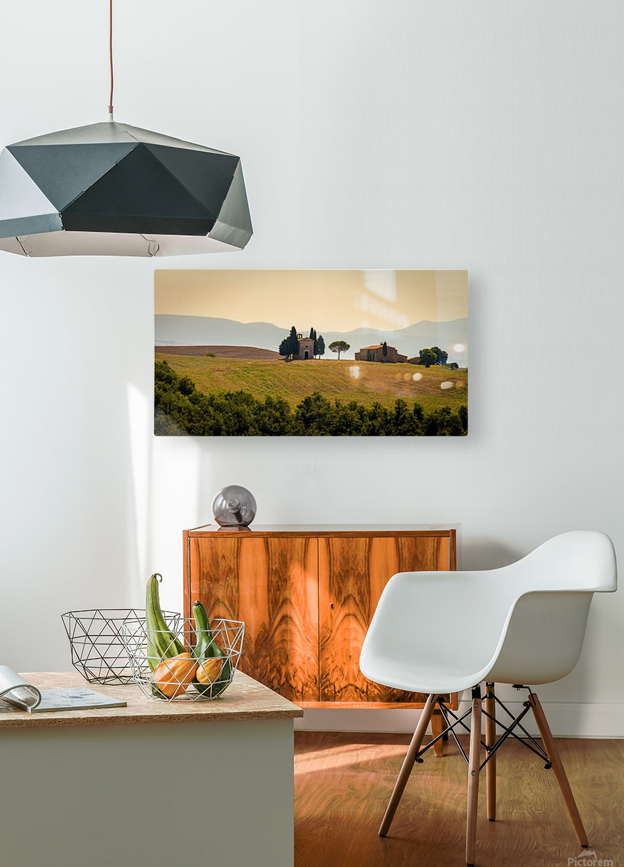 Small church in tuscany  HD Metal print with Floating Frame on Back