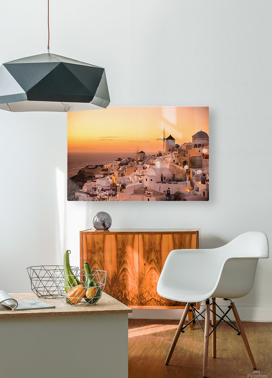 Mills Oia  HD Metal print with Floating Frame on Back