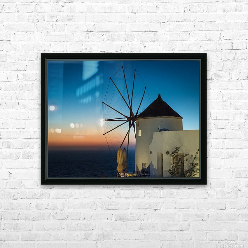 Mills Oia Night HD Sublimation Metal print with Decorating Float Frame (BOX)