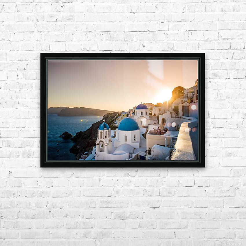Coastal Oia HD Sublimation Metal print with Decorating Float Frame (BOX)